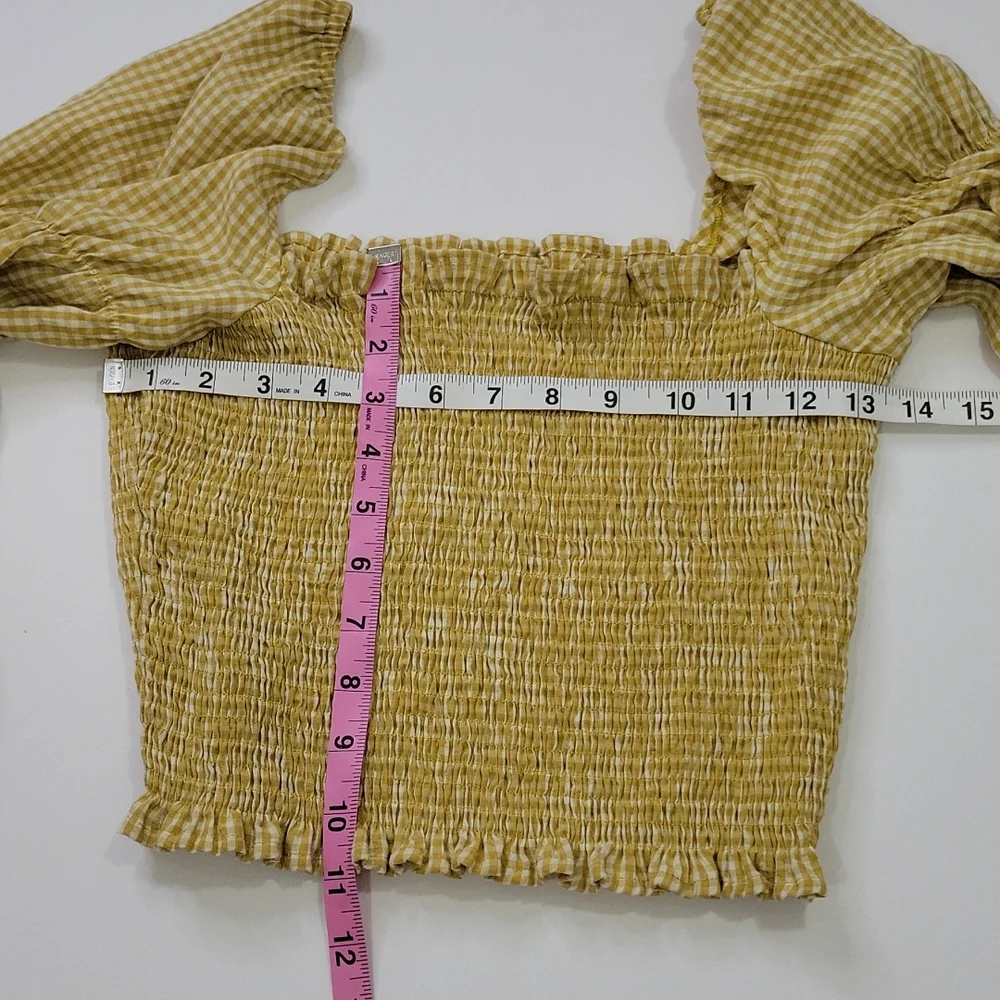 Urban Outfitters Shirred Peasant Cropped Top SZ S - Picture 6 of 10